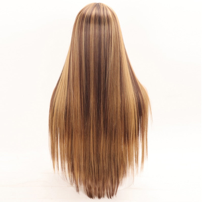 2025 GURUILAGU 30inch Long Straight Wigs for Women Smooth Natural Wigs Synthetic Wig With Bangs Black Pink Piano Color Wig Female