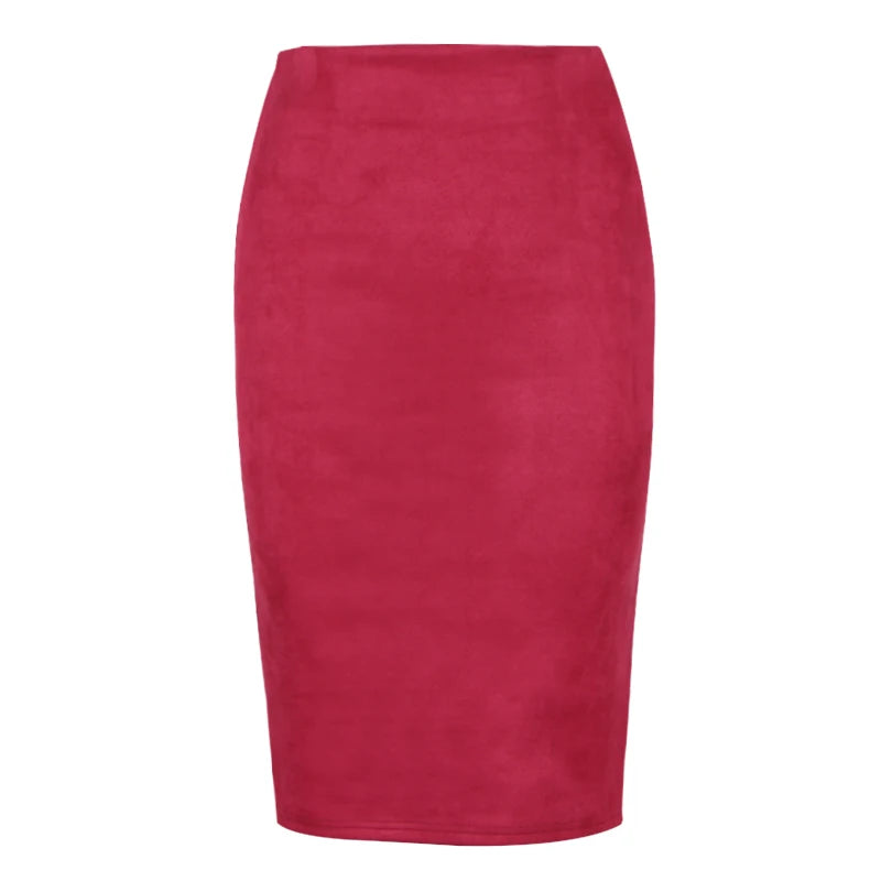 2025 Women Skirts Suede Solid Color Pencil Skirt Female Autumn Winter High Waist Bodycon Vintage Suede Split Thick Stretchy Skirts