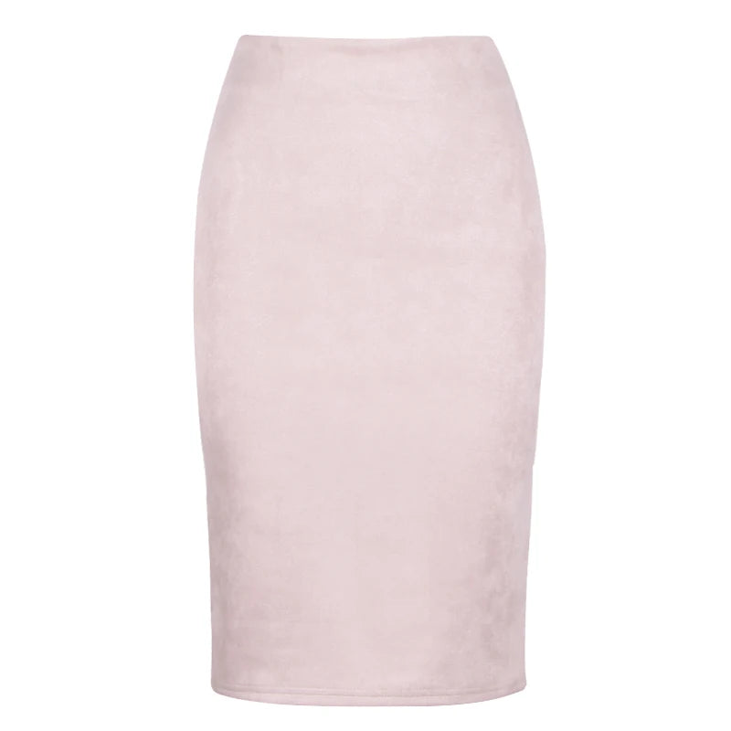 2025 Women Skirts Suede Solid Color Pencil Skirt Female Autumn Winter High Waist Bodycon Vintage Suede Split Thick Stretchy Skirts