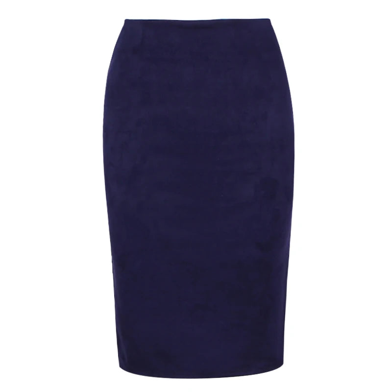 2025 Women Skirts Suede Solid Color Pencil Skirt Female Autumn Winter High Waist Bodycon Vintage Suede Split Thick Stretchy Skirts