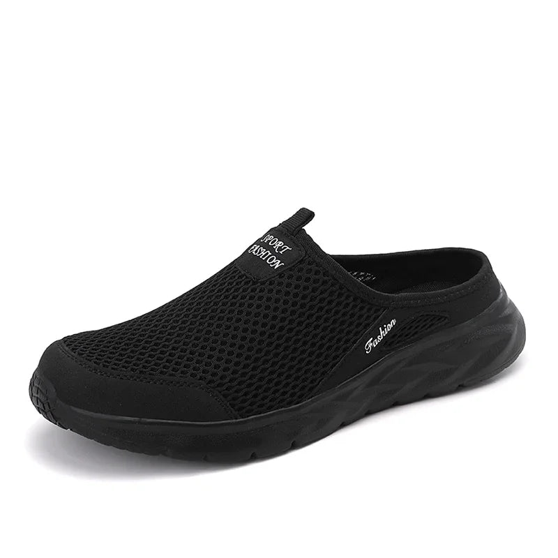 YRZL Casual Shoes Men Summer Half Shoes Slippers Slides Slip on Shoes Men Mesh Breathable Soft Comfortable Slippers for Men