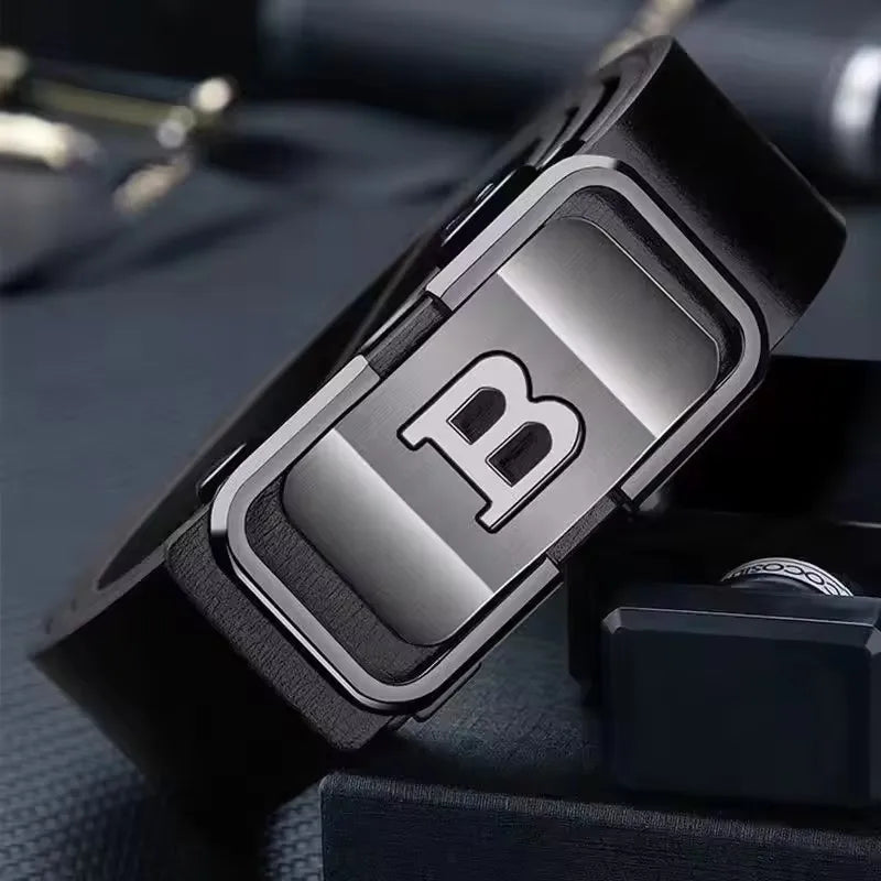 Fashion Business Men'S Belt Genuine Luxury Brand Belt Metal Buckle Belt High-Quality PU Leather Soft Belt With Cargo Pants Jeans