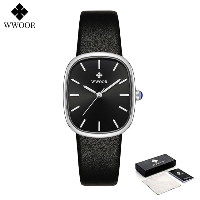WWOOR 2025 Women Watch Fashion Leather Quartz Bracelet Watch Top Brand Luxury Waterproof Ladies Wristwatch Montre Femme Feminino