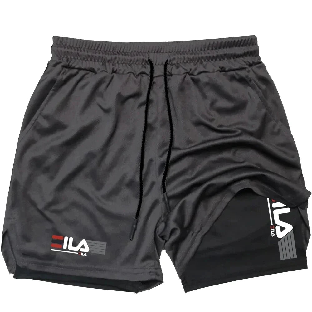2025 Men's Two-in-one Sports Shorts Breathable Casual Quick-drying Double-layer Shorts Summer Running Sportswear Bottoms M-3XL