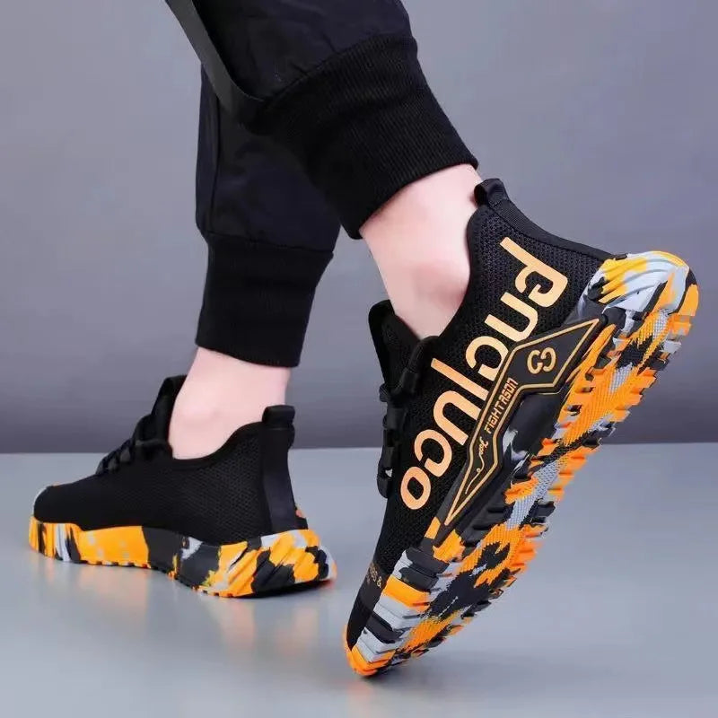 New Men's Casual Sports Shoes Mesh Breathable Surface Light Fashion Running Shoes Shock Absorption and Non-slip Travel Shoes