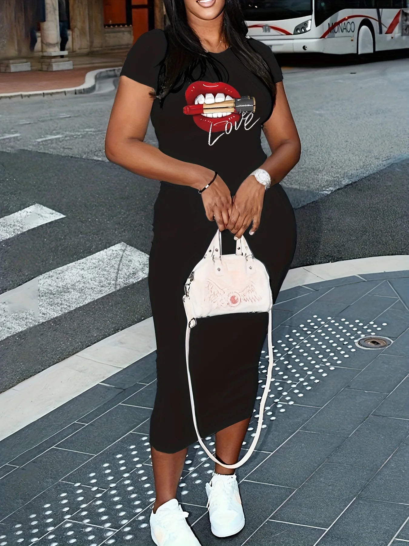 Women's Sexy Long Tshirt Short Sleeved Summer Black Dress