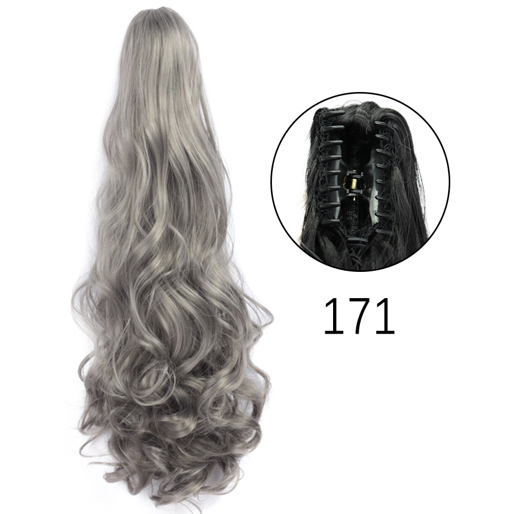 2025 Synthetic Long Straight Claw Clip On Ponytail Hair Extensions 24Inch Heat Resistant Pony Tail Hair piece For Women Daily Party