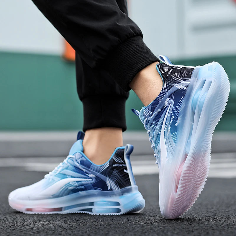 Men's Fashion Basketball Shoes with Air Cushions, Comfortable and Non-Slip, Breathable and Shock-Absorbing, Suitable for Men's Outdoor Activities