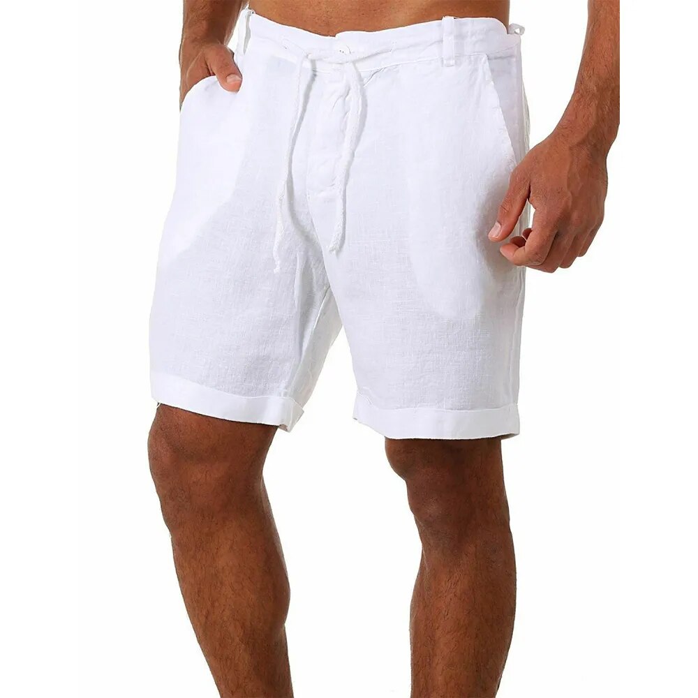 KB 2025 New Men's Cotton Linen shorts Pants Male Summer Breathable Solid Color Linen Trousers Fitness Streetwear S-4XL