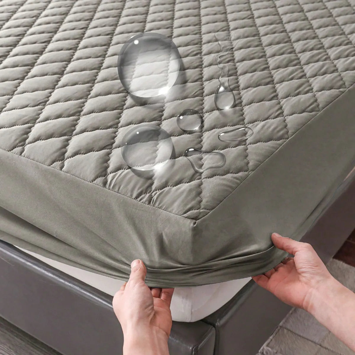 2025 Waterproof Throw Mattress Cover Bed Fitted Sheet Mattress Protector Single/Double/140/160 Muti Size Gray/White
