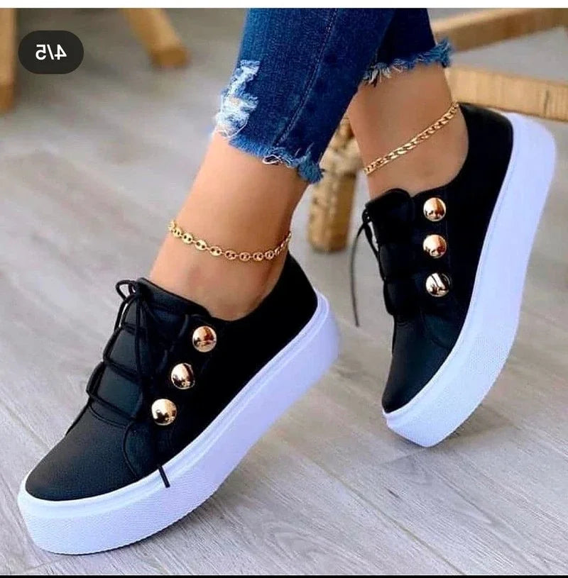 2025 Women Casual Sneakers Woman Fashion Spring Leather PU Sneakers Female Platform Vulcanize Shoes Zapatillas De Mujer