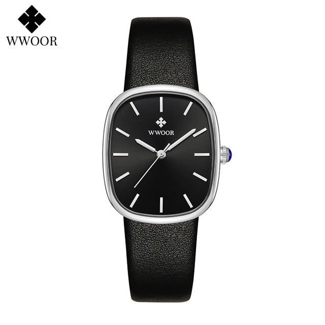 WWOOR 2025 Women Watch Fashion Leather Quartz Bracelet Watch Top Brand Luxury Waterproof Ladies Wristwatch Montre Femme Feminino