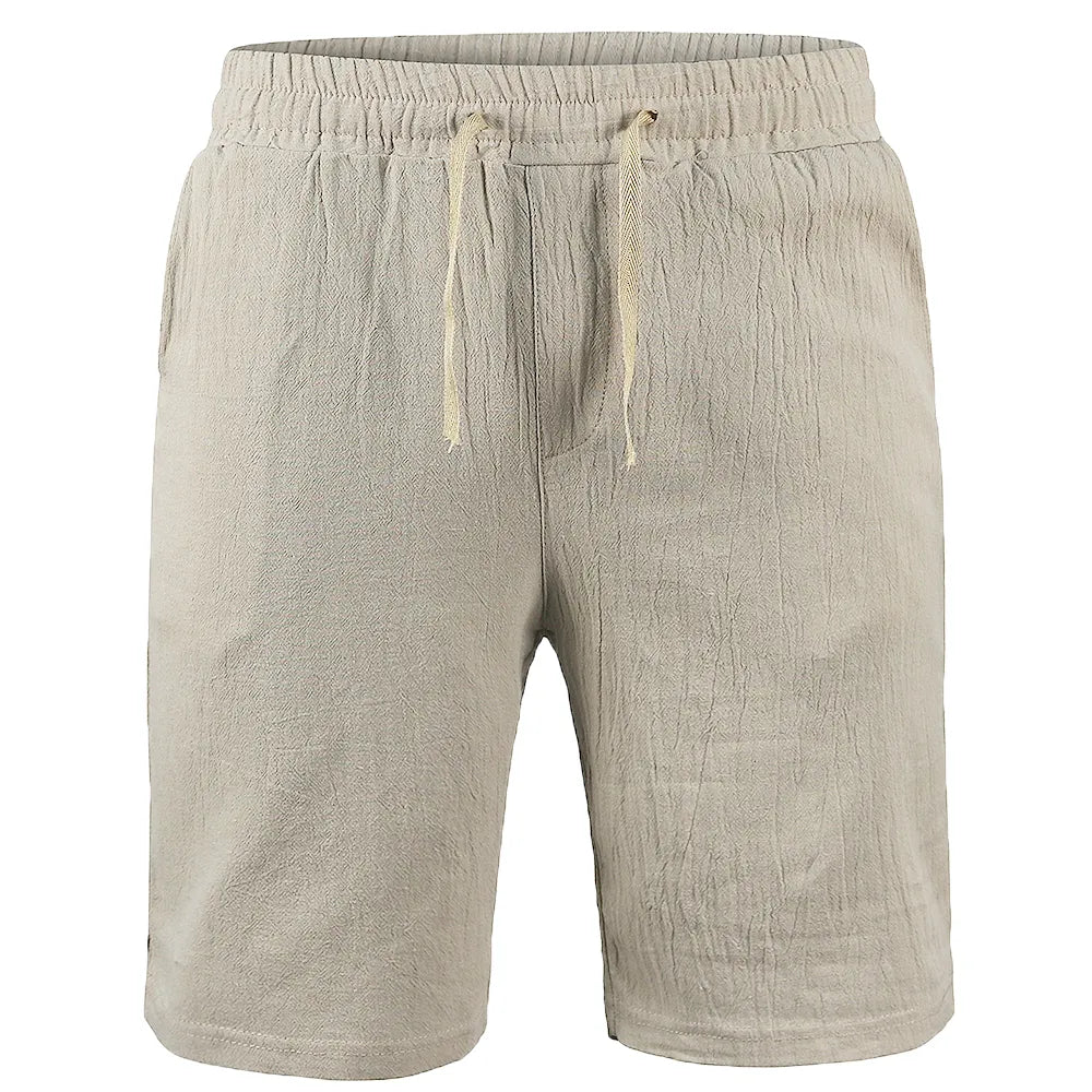 2025 New Men's Cotton Linen Shorts Pants Male Summer Breathable Solid Color Linen Trousers Fitness Streetwear S-3XL