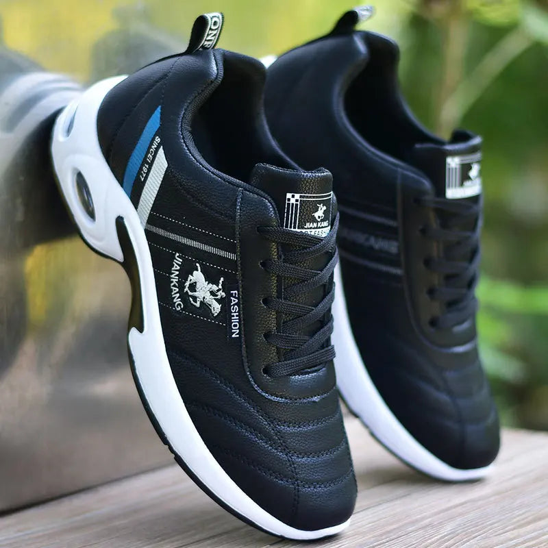 2025 new leather waterproof sports shoes men's running shoes white men's air cushion white casual shoes