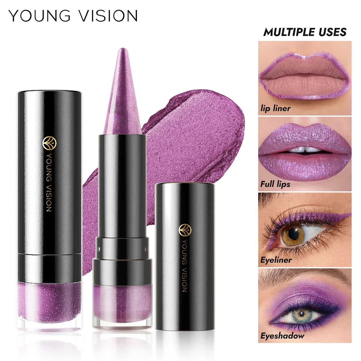 YOUNG VISION 6 colors matte pearl fine glitter diamond dual-purpose lipstick long-lasting easy to color non-stick cup lipstick
