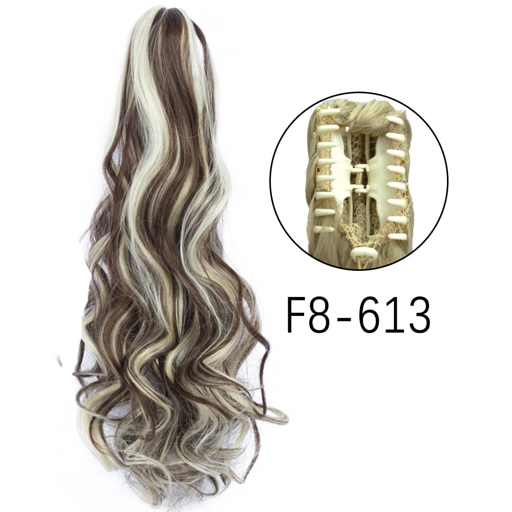 2025 Synthetic Long Straight Claw Clip On Ponytail Hair Extensions 24Inch Heat Resistant Pony Tail Hair piece For Women Daily Party