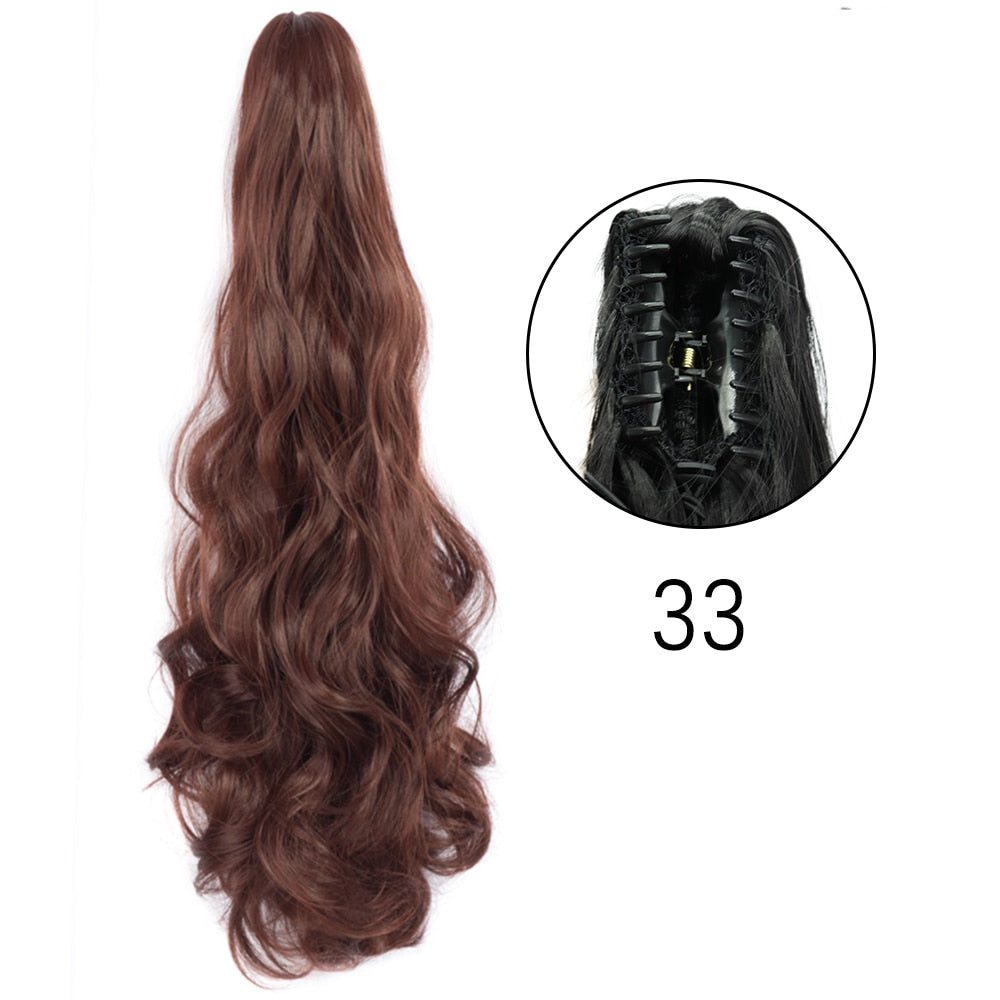2025 Synthetic Long Straight Claw Clip On Ponytail Hair Extensions 24Inch Heat Resistant Pony Tail Hair piece For Women Daily Party