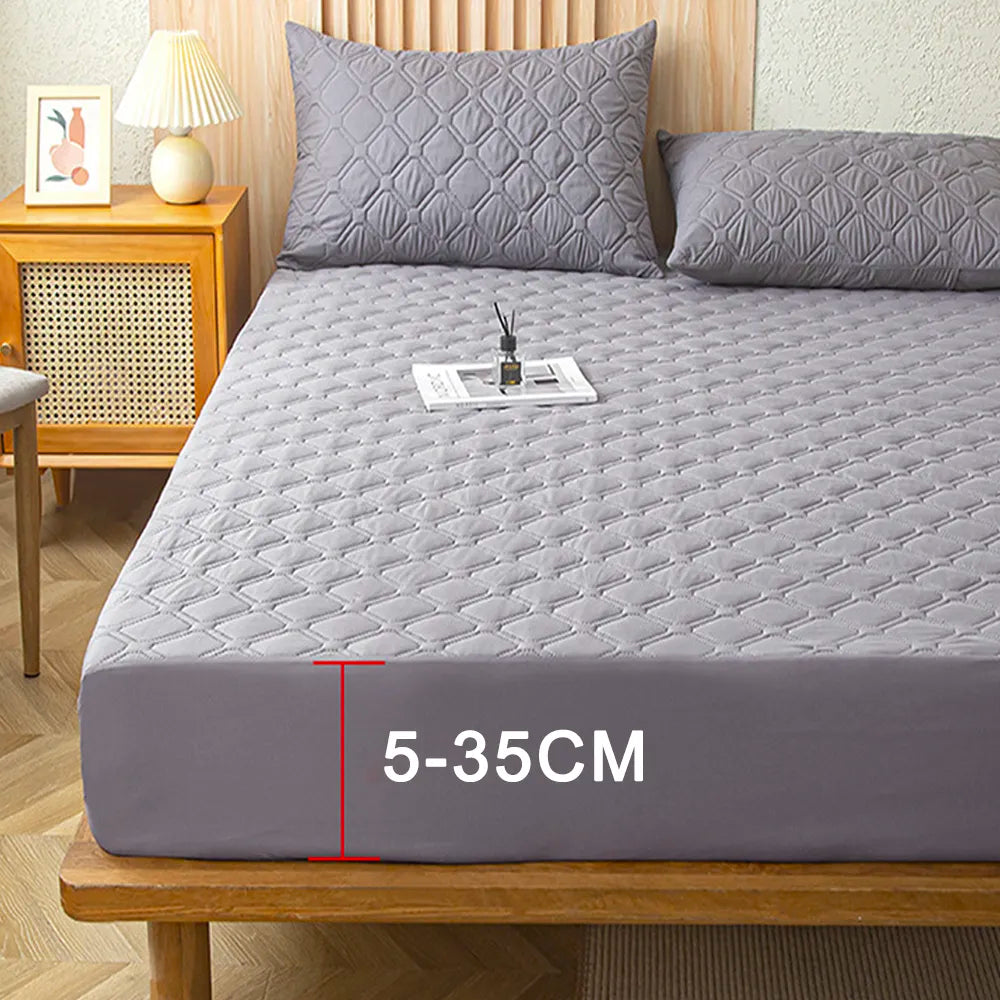 2025 Waterproof Throw Mattress Cover Bed Fitted Sheet Mattress Protector Single/Double/140/160 Muti Size Gray/White