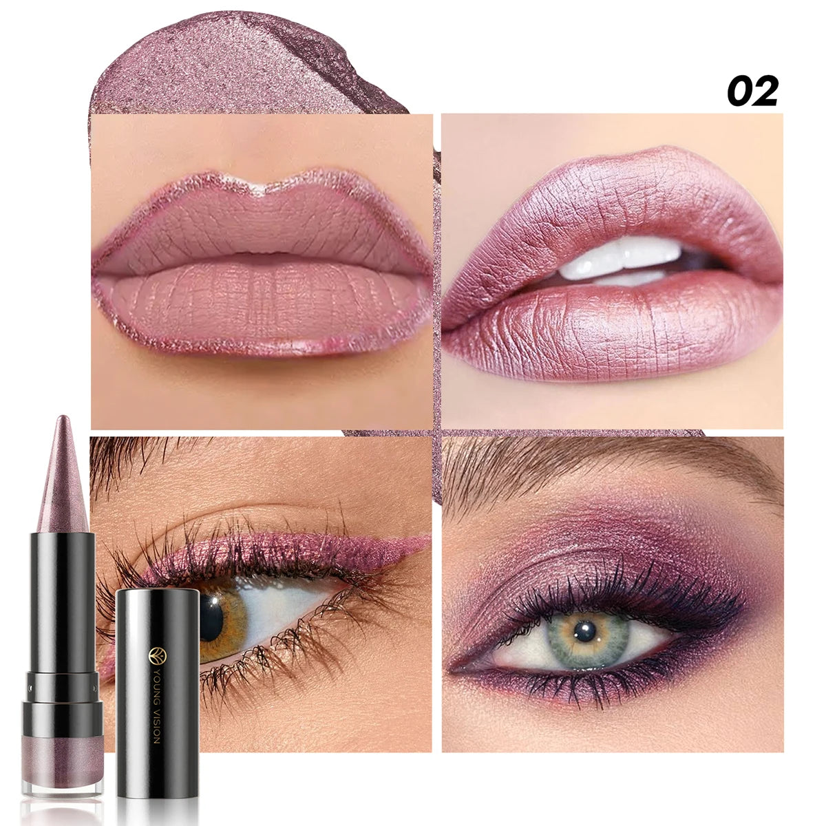 YOUNG VISION 6 colors matte pearl fine glitter diamond dual-purpose lipstick long-lasting easy to color non-stick cup lipstick