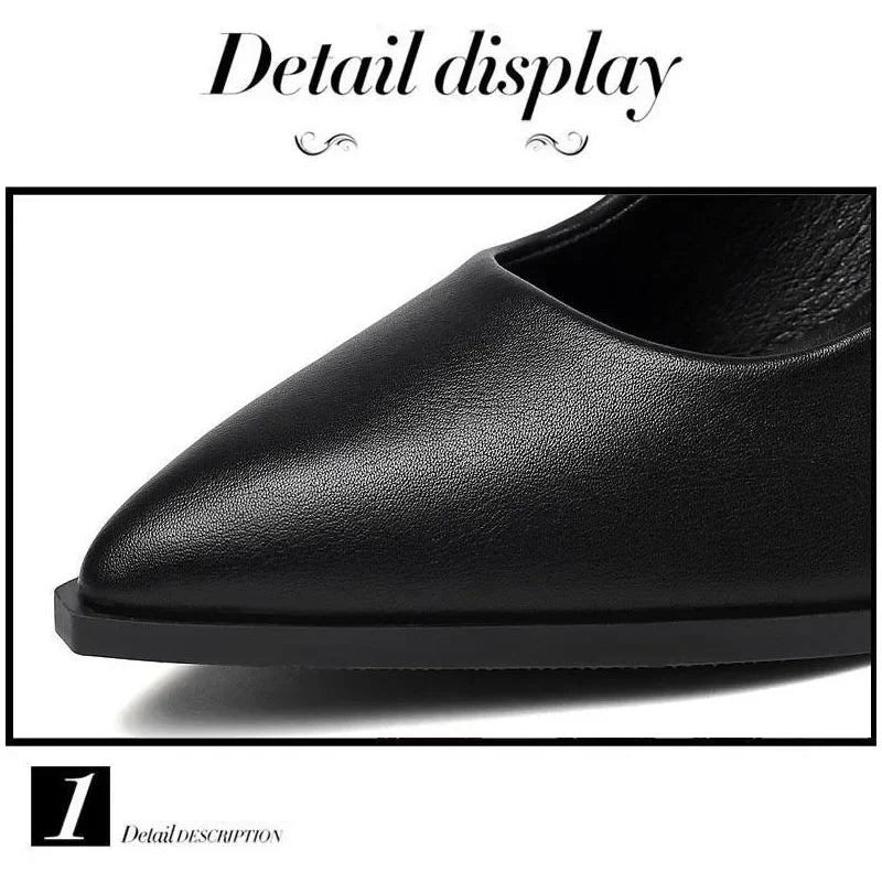 Soft PU Non-slip Single Shoe Work Shoes Women's Pumps Black Professional Interview High Heels Mid Heeled Work Leather Shoes