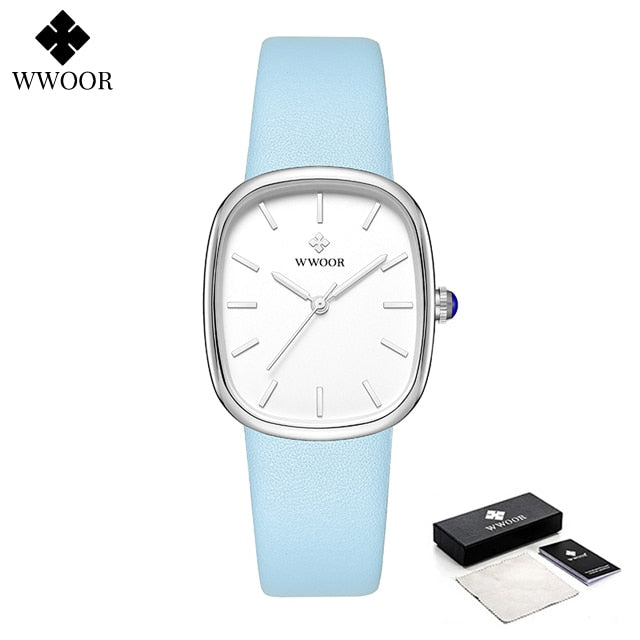WWOOR 2025 Women Watch Fashion Leather Quartz Bracelet Watch Top Brand Luxury Waterproof Ladies Wristwatch Montre Femme Feminino