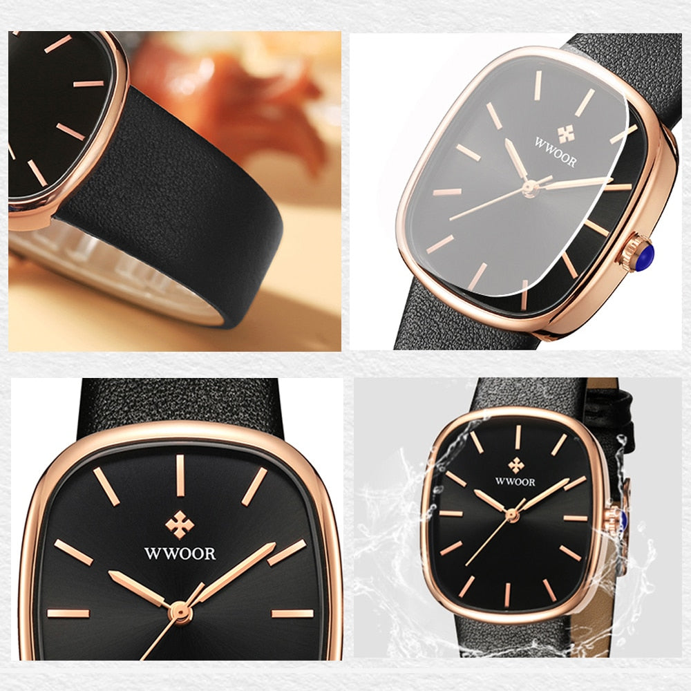WWOOR 2025 Women Watch Fashion Leather Quartz Bracelet Watch Top Brand Luxury Waterproof Ladies Wristwatch Montre Femme Feminino