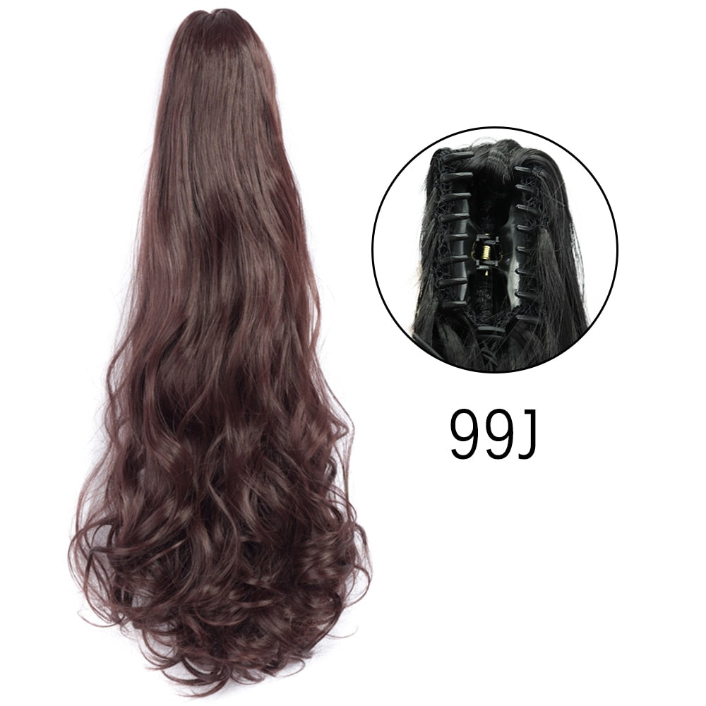 2025 Synthetic Long Straight Claw Clip On Ponytail Hair Extensions 24Inch Heat Resistant Pony Tail Hair piece For Women Daily Party