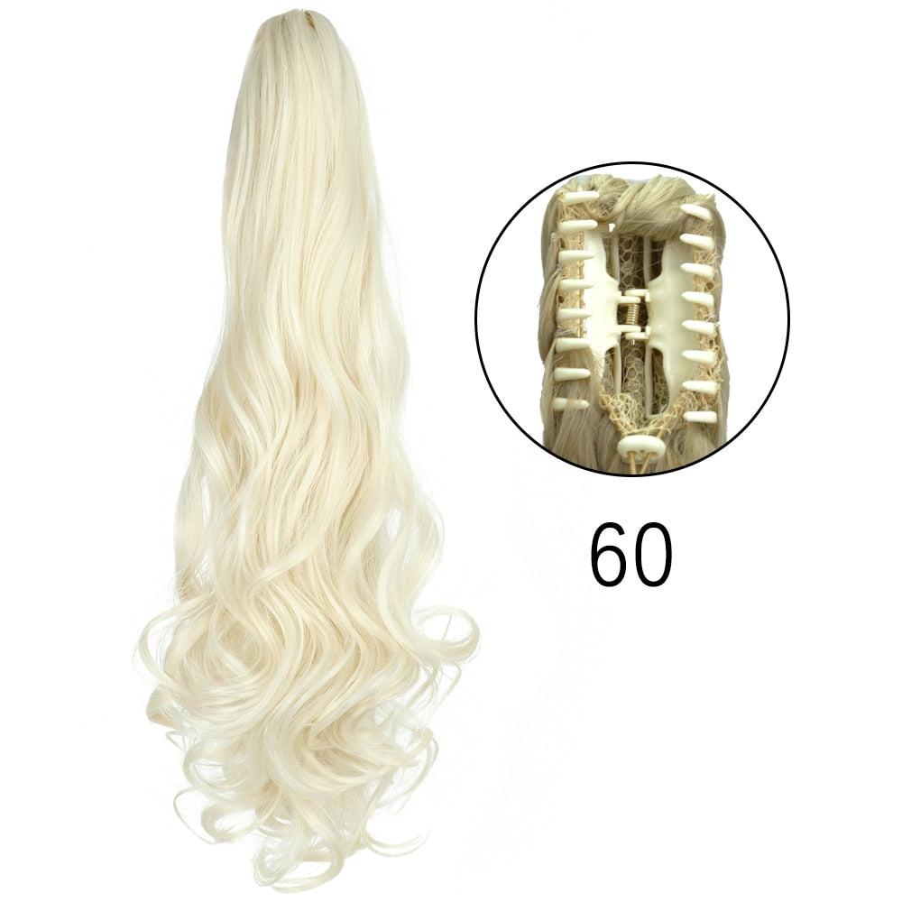 2025 Synthetic Long Straight Claw Clip On Ponytail Hair Extensions 24Inch Heat Resistant Pony Tail Hair piece For Women Daily Party