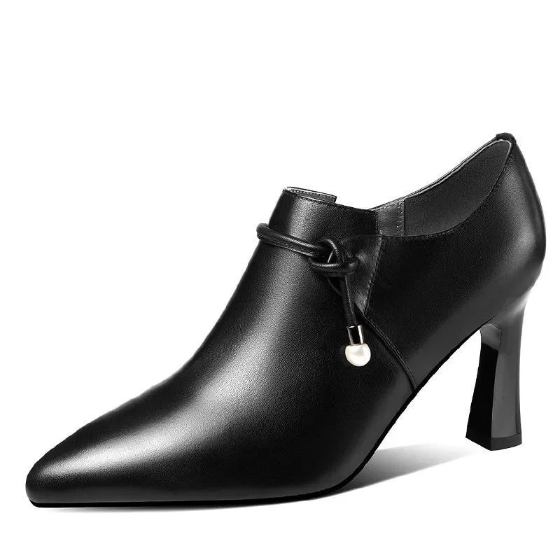 Botas Femininas Women Fashion High Quality Brown Stiletto Heel Ankle Boots Lady Casual Black Patent Leather Autumn Shoes A100