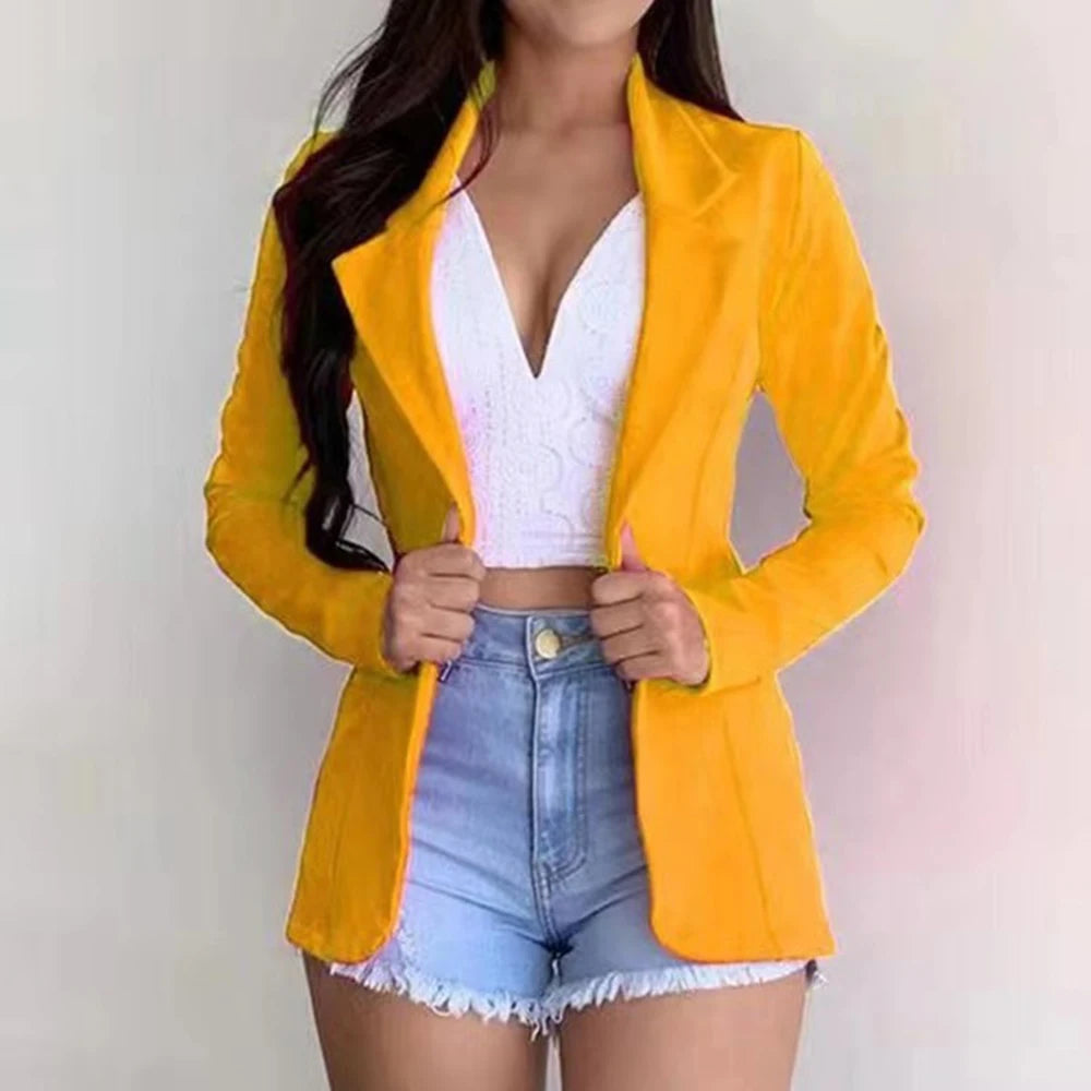Stylish women's sports coat, long sleeved slim office sports casual top
