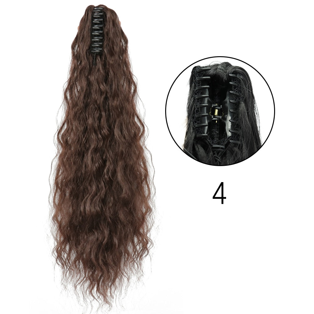 2025 Synthetic Long Straight Claw Clip On Ponytail Hair Extensions 24Inch Heat Resistant Pony Tail Hair piece For Women Daily Party