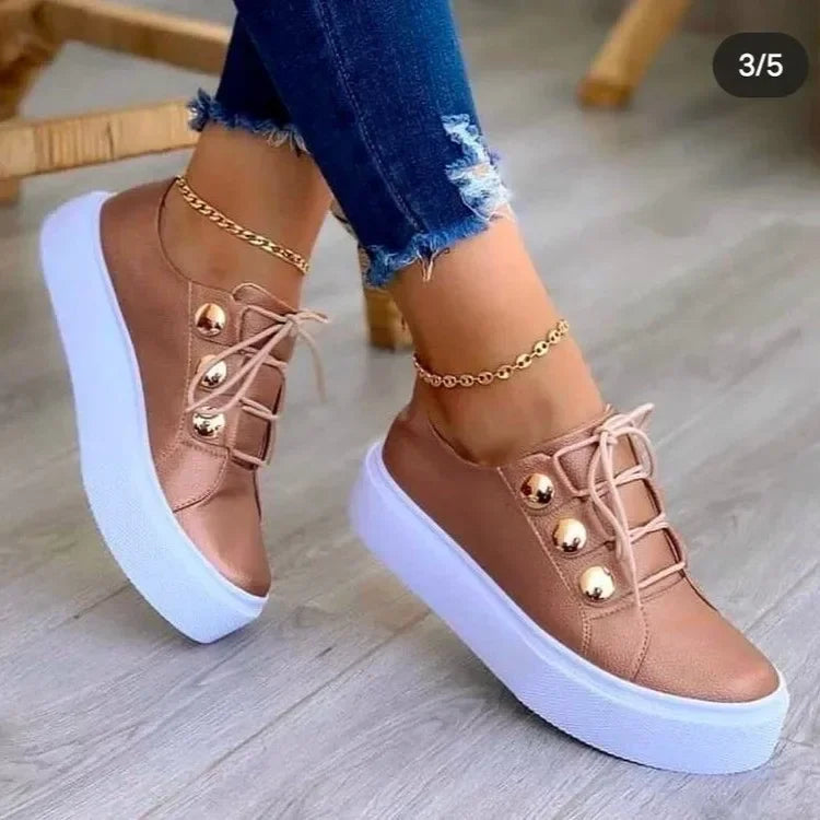2025 Women Casual Sneakers Woman Fashion Spring Leather PU Sneakers Female Platform Vulcanize Shoes Zapatillas De Mujer