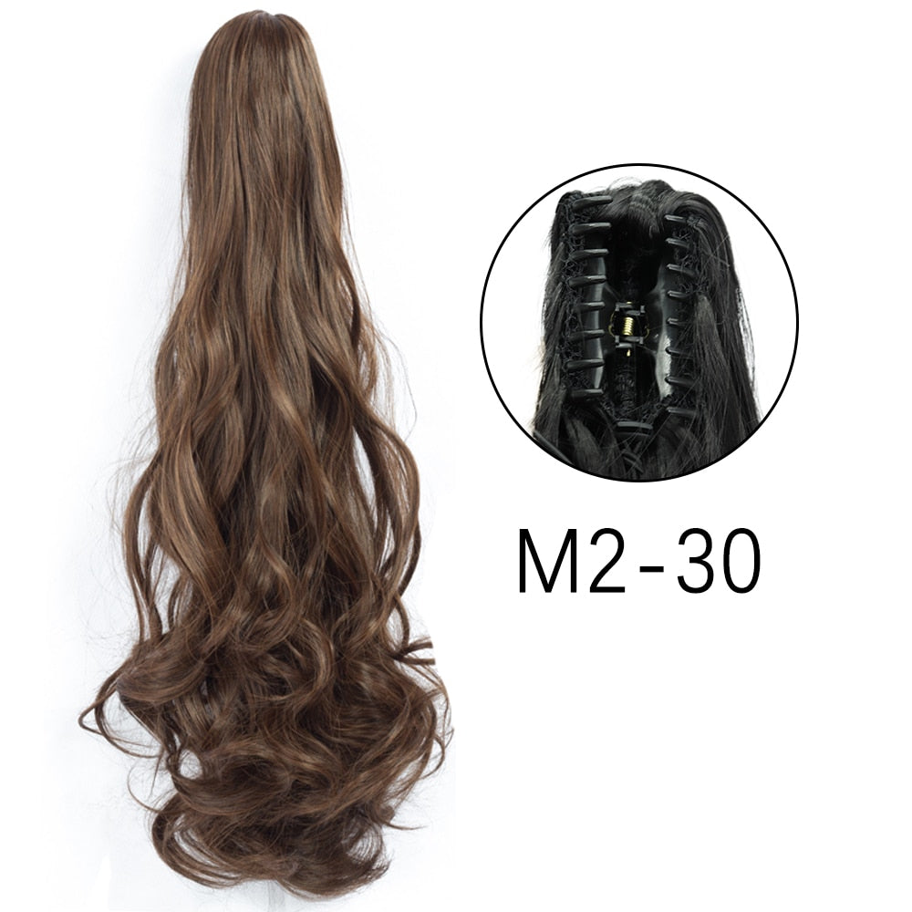 2025 Synthetic Long Straight Claw Clip On Ponytail Hair Extensions 24Inch Heat Resistant Pony Tail Hair piece For Women Daily Party