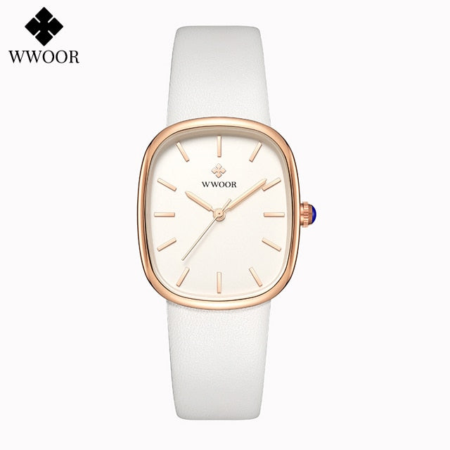 WWOOR 2025 Women Watch Fashion Leather Quartz Bracelet Watch Top Brand Luxury Waterproof Ladies Wristwatch Montre Femme Feminino
