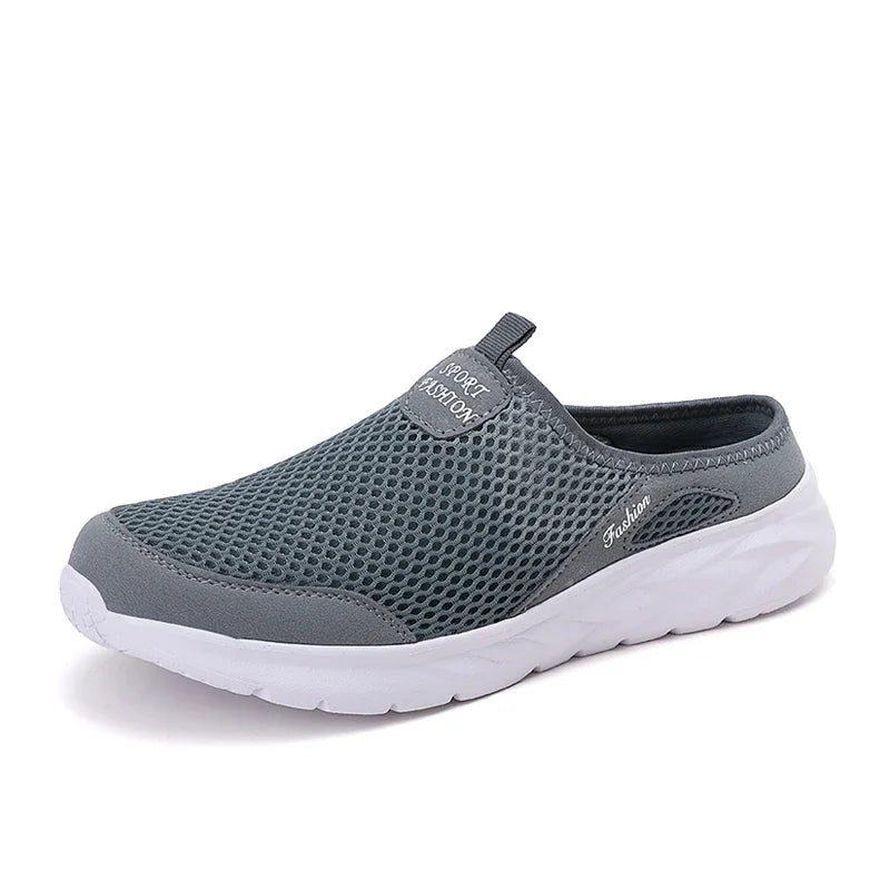 YRZL Casual Shoes Men Summer Half Shoes Slippers Slides Slip on Shoes Men Mesh Breathable Soft Comfortable Slippers for Men