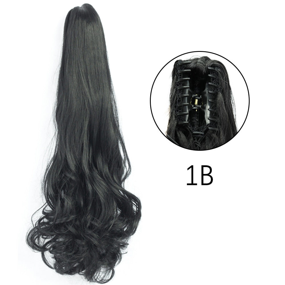 2025 Synthetic Long Straight Claw Clip On Ponytail Hair Extensions 24Inch Heat Resistant Pony Tail Hair piece For Women Daily Party