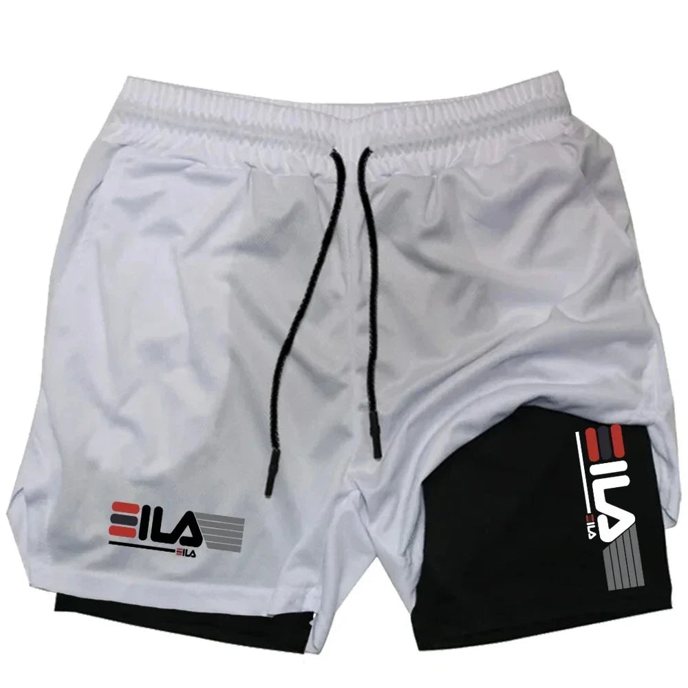 2025 Men's Two-in-one Sports Shorts Breathable Casual Quick-drying Double-layer Shorts Summer Running Sportswear Bottoms M-3XL