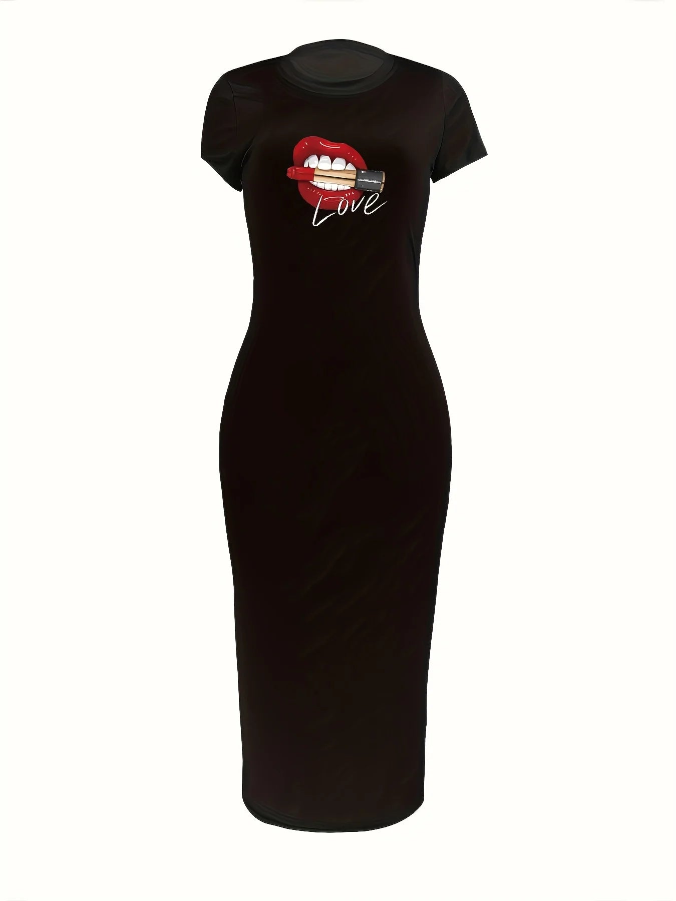 Women's Sexy Long Tshirt Short Sleeved Summer Black Dress