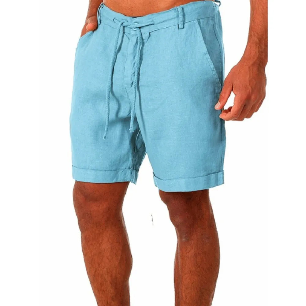 KB 2025 New Men's Cotton Linen shorts Pants Male Summer Breathable Solid Color Linen Trousers Fitness Streetwear S-4XL