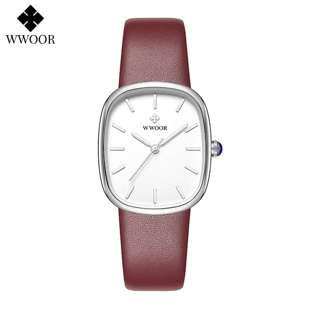 WWOOR 2025 Women Watch Fashion Leather Quartz Bracelet Watch Top Brand Luxury Waterproof Ladies Wristwatch Montre Femme Feminino