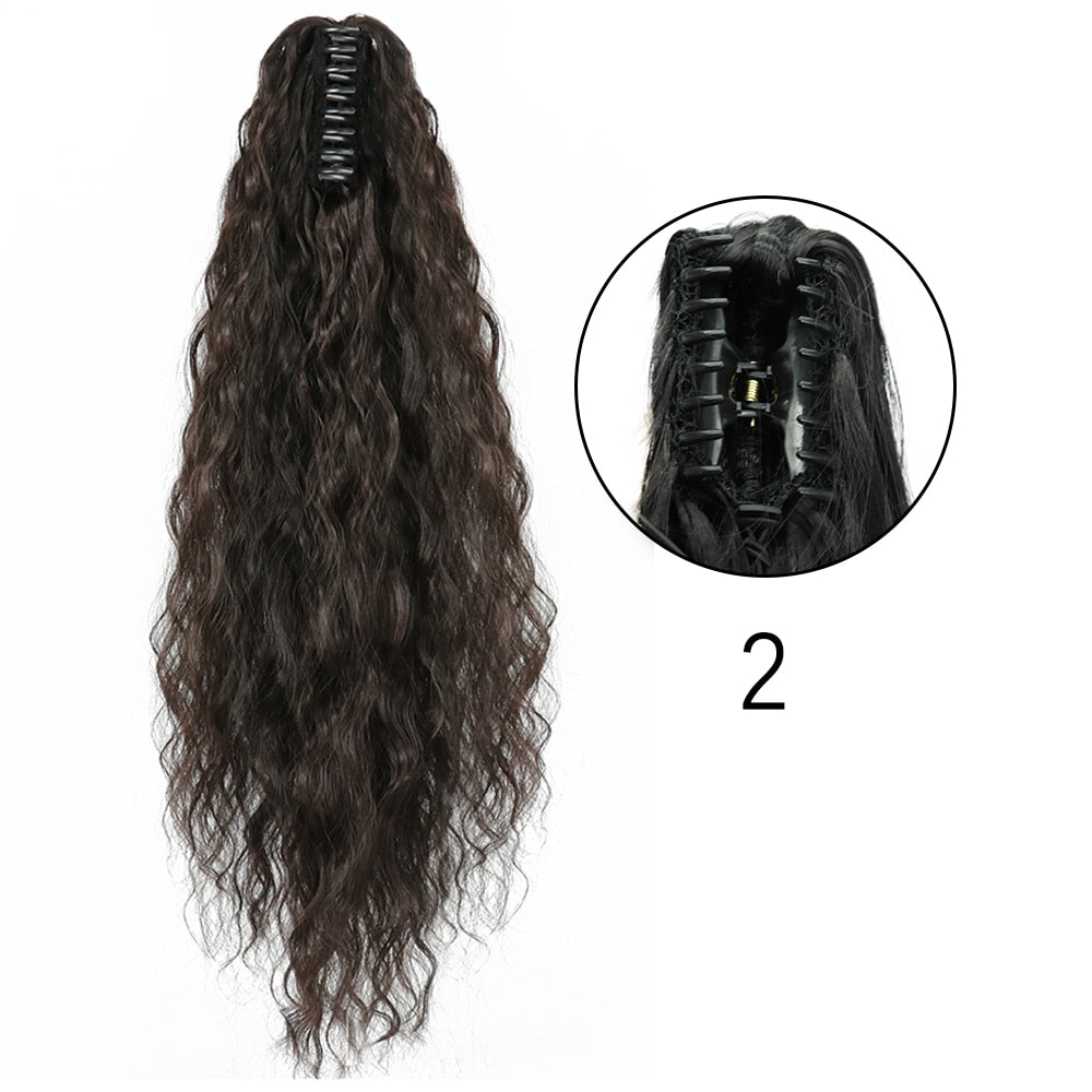 2025 Synthetic Long Straight Claw Clip On Ponytail Hair Extensions 24Inch Heat Resistant Pony Tail Hair piece For Women Daily Party