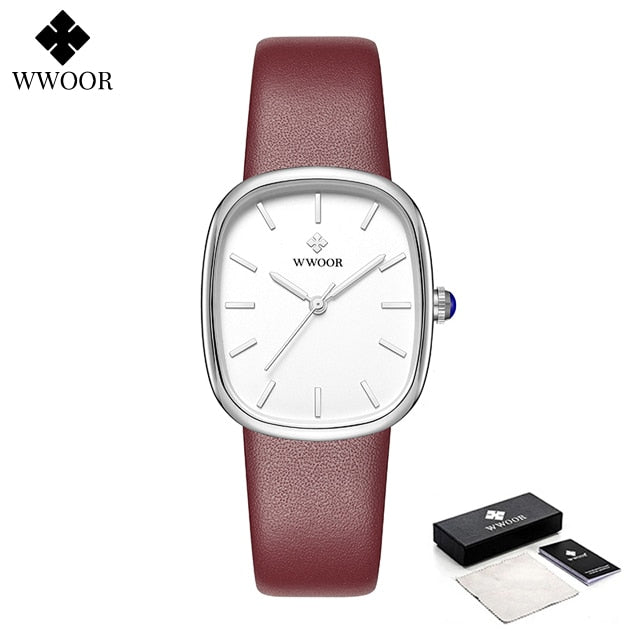 WWOOR 2025 Women Watch Fashion Leather Quartz Bracelet Watch Top Brand Luxury Waterproof Ladies Wristwatch Montre Femme Feminino