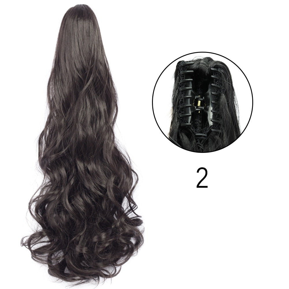 2025 Synthetic Long Straight Claw Clip On Ponytail Hair Extensions 24Inch Heat Resistant Pony Tail Hair piece For Women Daily Party