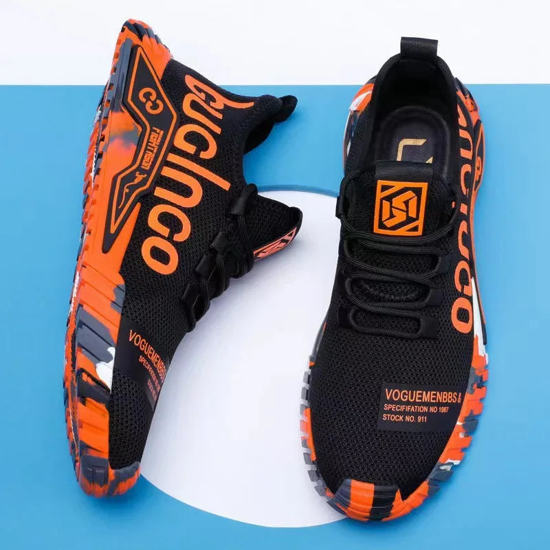 New Men's Casual Sports Shoes Mesh Breathable Surface Light Fashion Running Shoes Shock Absorption and Non-slip Travel Shoes