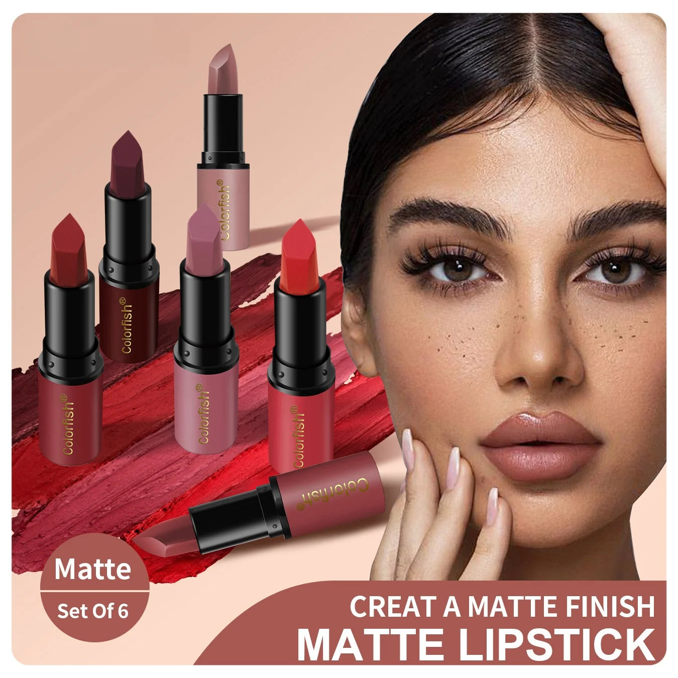 6PCS/set Velvet matte lipstick set, waterproof long-lasting non-stick cup nude lip gloss set