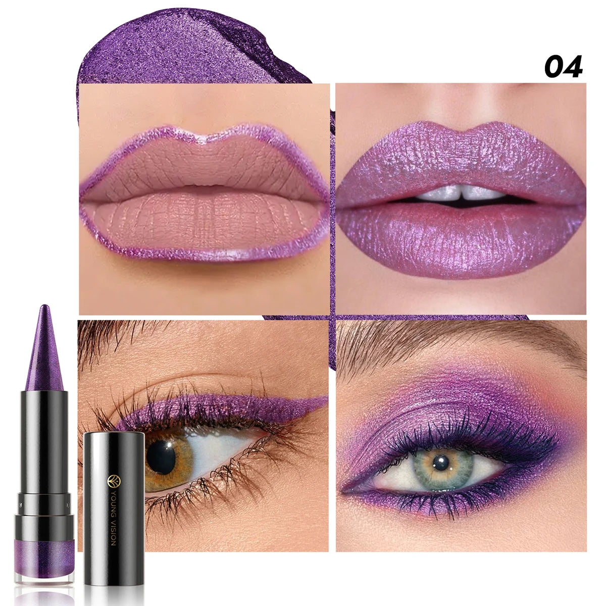 YOUNG VISION 6 colors matte pearl fine glitter diamond dual-purpose lipstick long-lasting easy to color non-stick cup lipstick