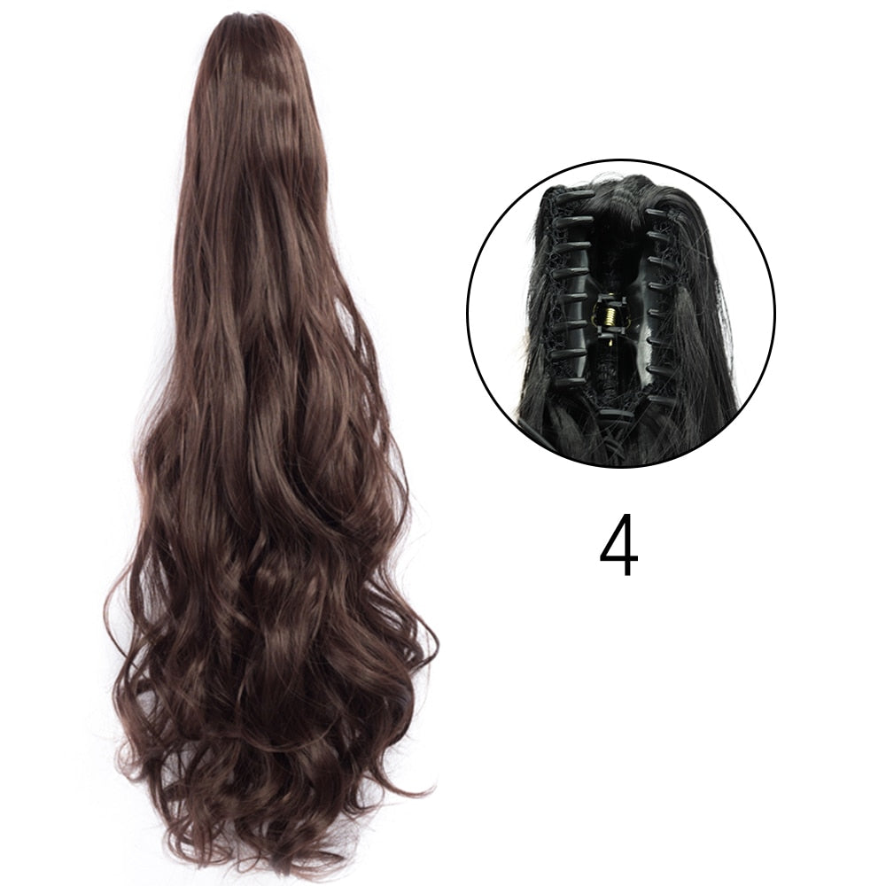 2025 Synthetic Long Straight Claw Clip On Ponytail Hair Extensions 24Inch Heat Resistant Pony Tail Hair piece For Women Daily Party