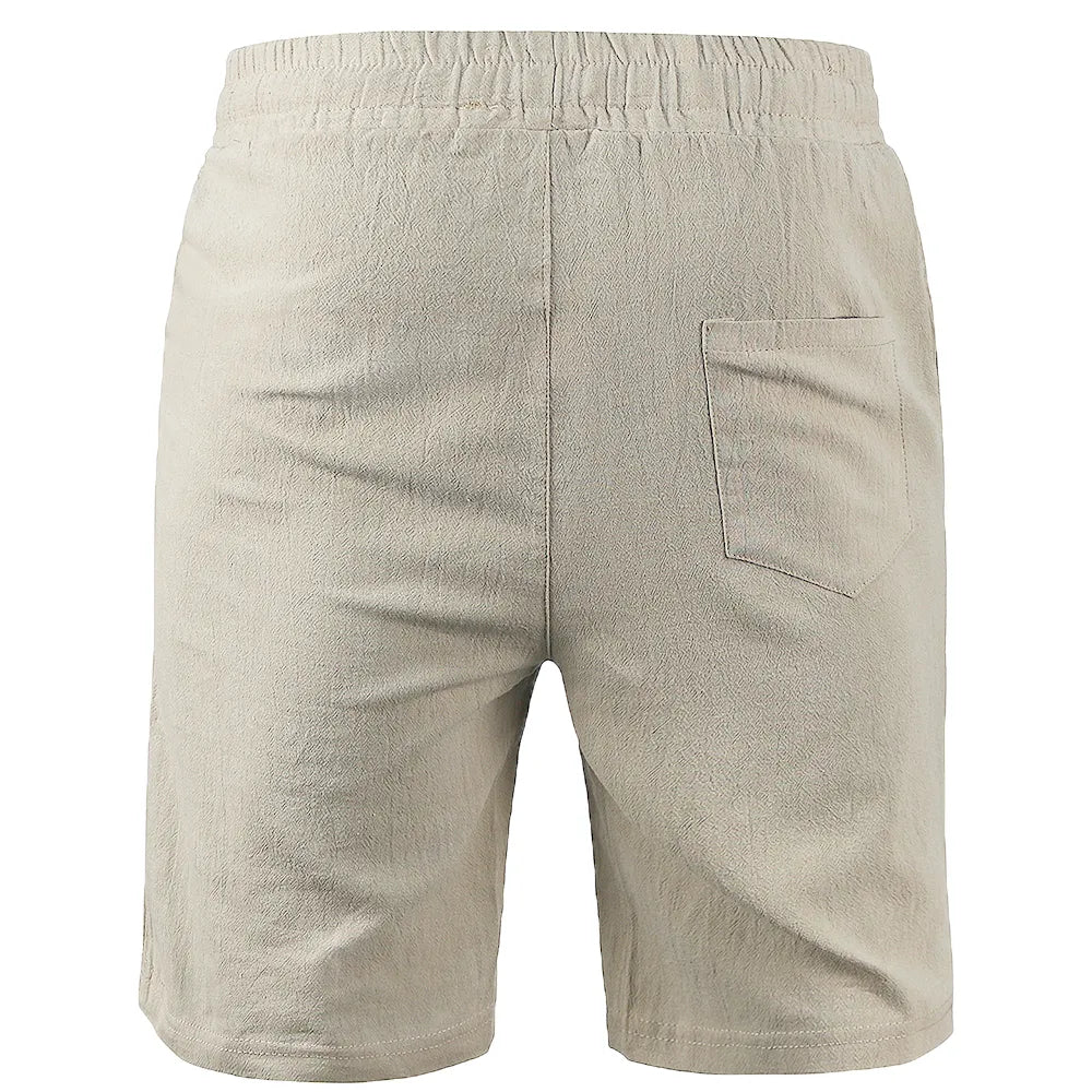 2025 New Men's Cotton Linen Shorts Pants Male Summer Breathable Solid Color Linen Trousers Fitness Streetwear S-3XL