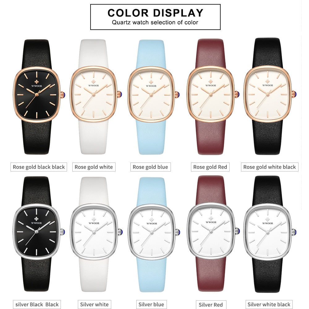 WWOOR 2025 Women Watch Fashion Leather Quartz Bracelet Watch Top Brand Luxury Waterproof Ladies Wristwatch Montre Femme Feminino