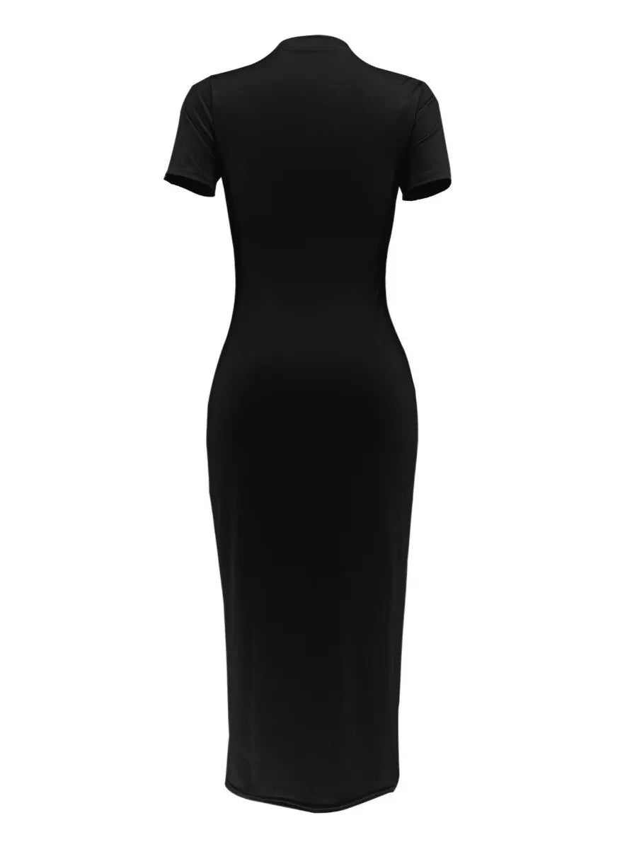 Women's Sexy Long Tshirt Short Sleeved Summer Black Dress